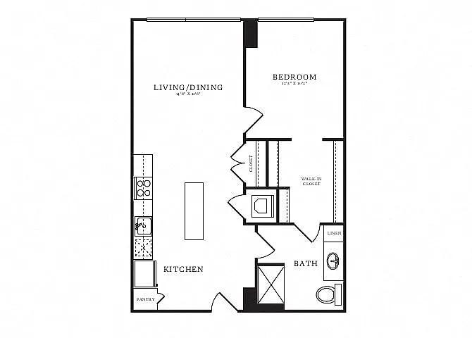 Floor plan 1 Bed/1 Bath-B4A