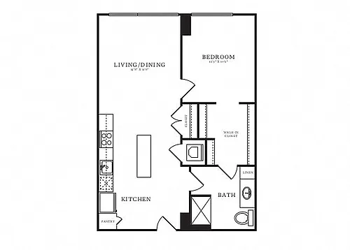 Floor plan 1 Bed/1 Bath-B4A