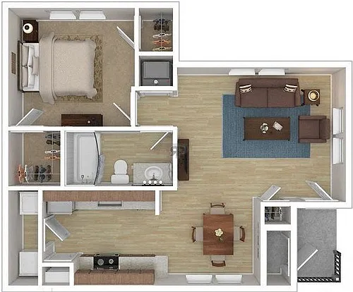 Floor plan One Bedroom One Bathroom 60%