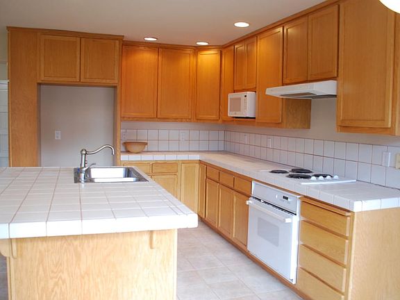 Tiled counters with work space.
