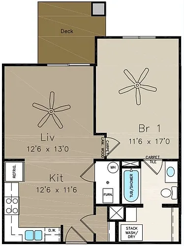 Floor plan 1x1 Vista