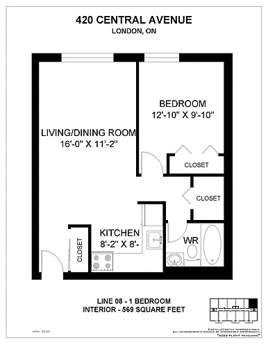 Floor plan 1 Bedroom 1 Bed 1 Bath 5