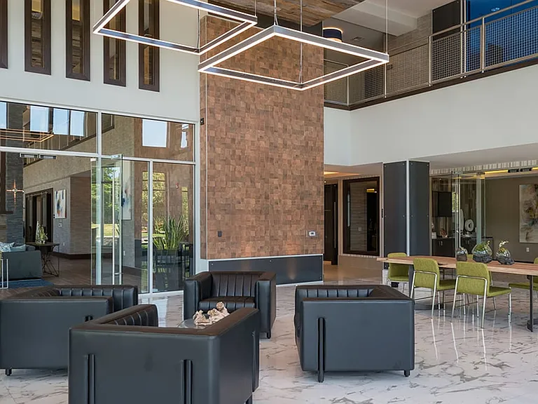 Sleek and modern leasing office ready for work or play