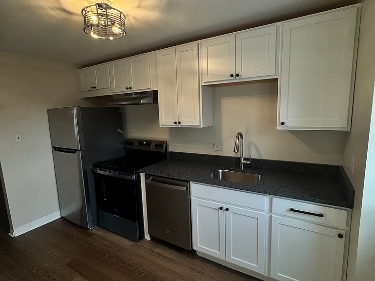 Newly renovated kitchen as of April 2026 featuring all brand new appliances and light fixture