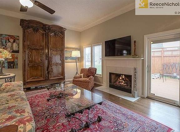 Gas fireplace and beautiful new hardwoods.