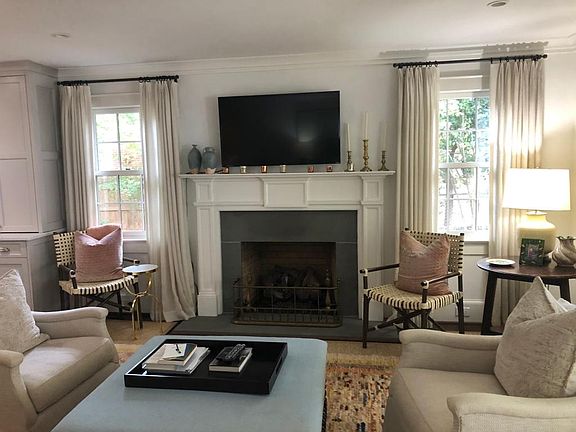 living room with gas fireplace