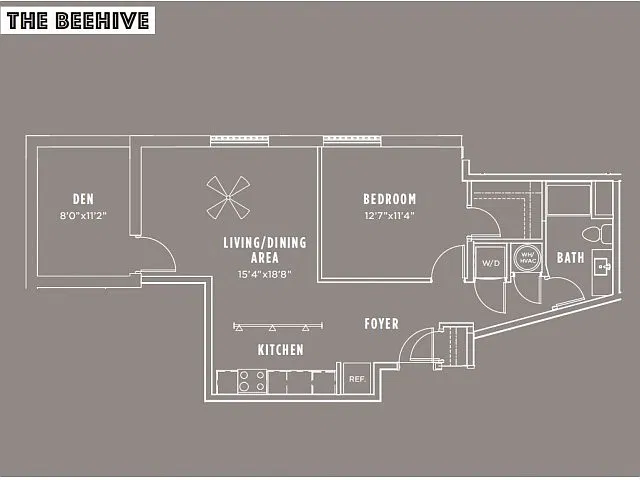 Floor plan The Beehive: 1 Bedroom + Den