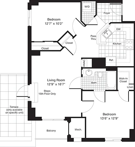 Floor plan 2 Bedroom DD