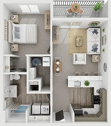 Floor plan One Bedroom x One Bathroom