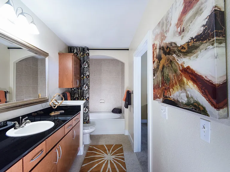 Spacious bathrooms with garden tubs
