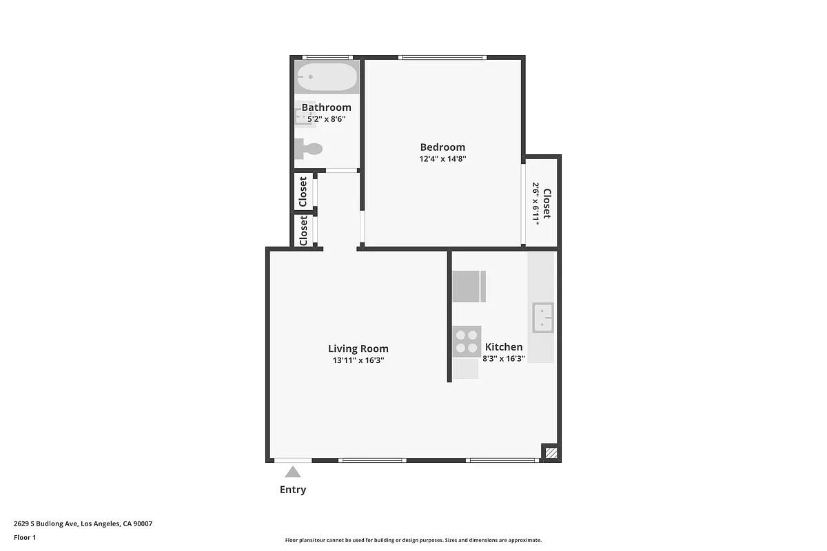Floor plan 1BD 1 BA