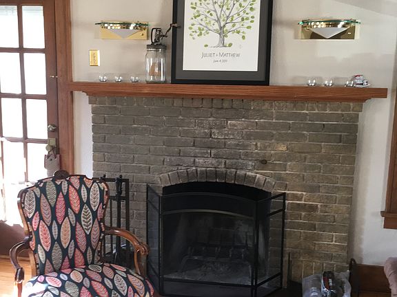 Brick fireplace