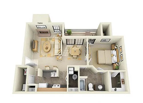 Floor plan One Bedroom A2