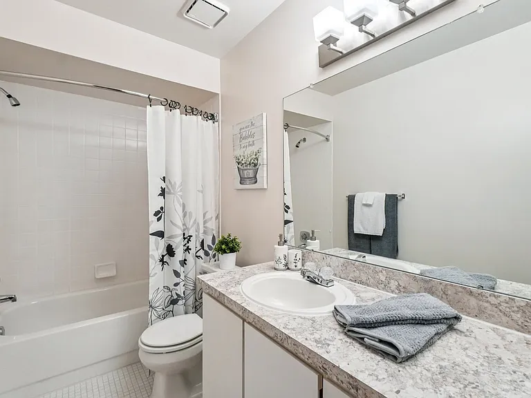 Posh bathroom in 1 bedroom apartment in Clinton Township