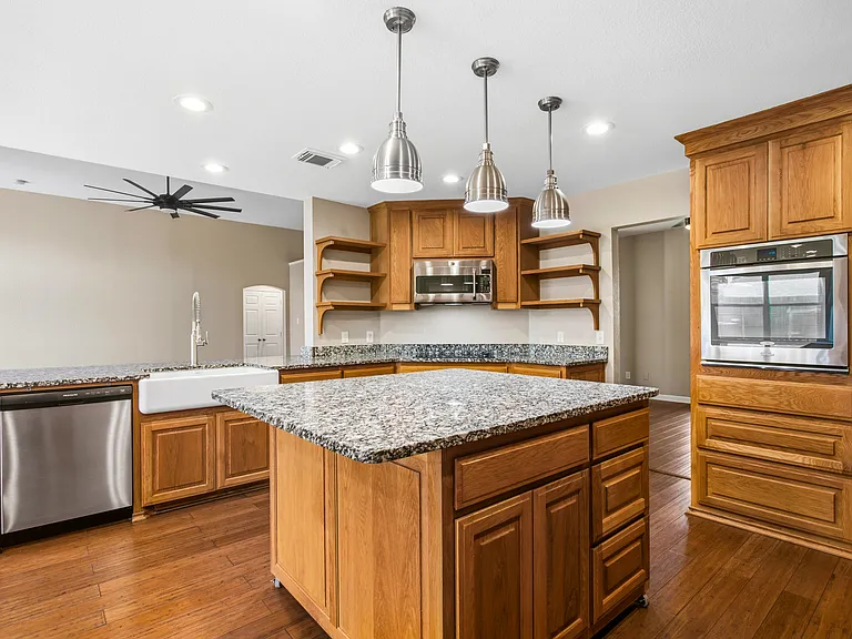 Kitchen open to living room