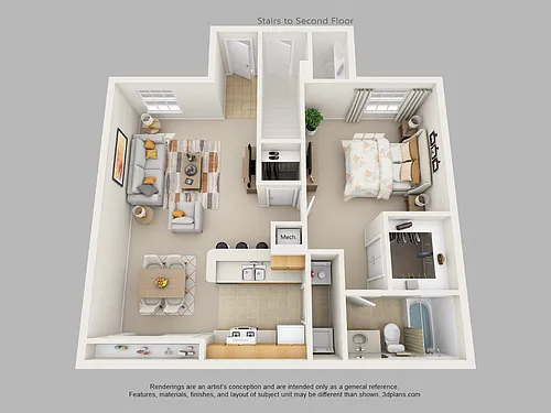 Floor plan One Bedroom One Bath (b)