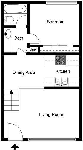 Floor plan 1 Bedroom 1 Bath Split Level