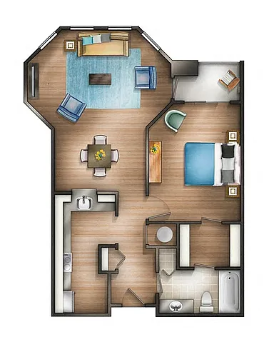 Floor plan 1 Bedroom - 1H