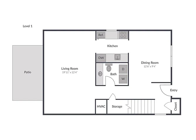 Floor plan 3 Bedroom 2.5 Bath Townhome