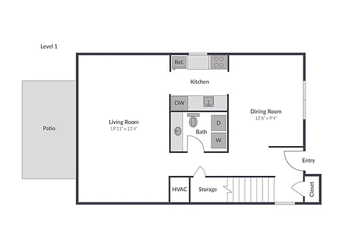 Floor plan 3 Bedroom 2.5 Bath Townhome