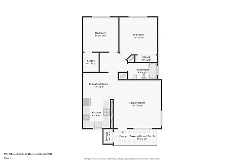 Floor plan 2 Bd 1 Ba