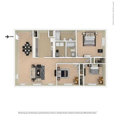 Floor plan 3x2 Large Woodbridge Apartments