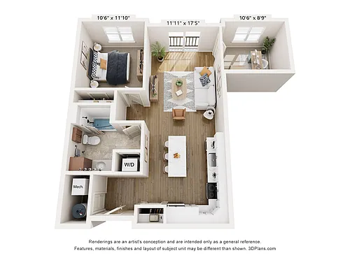 Floor plan 1 Bedroom A2