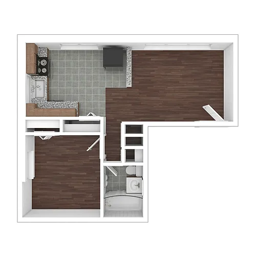 Floor plan Affordable 2 Bedroom Small (TC, 60% AMI)