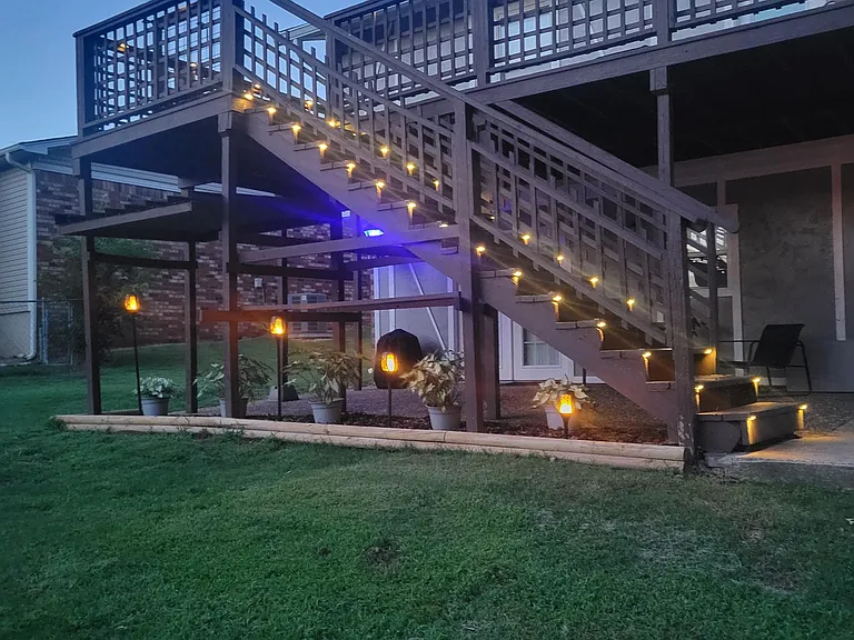 Patio with solar lighting