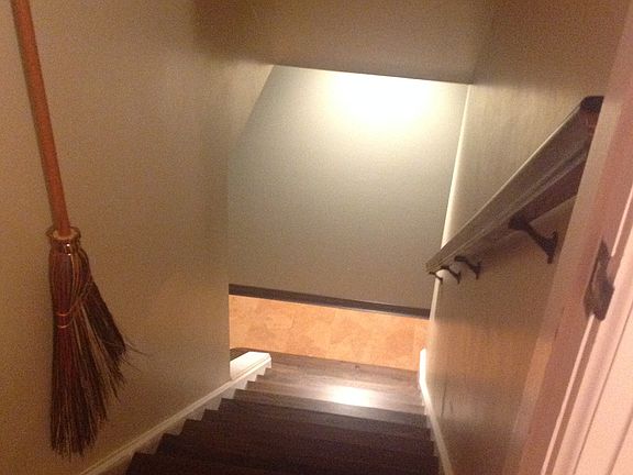 Basement stairs, hardwood