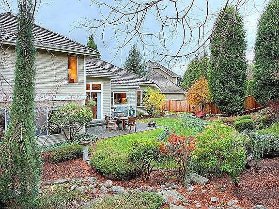 Gorgeous backyard with mature landscaping