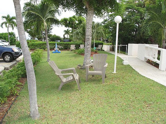 Parking and lawn area