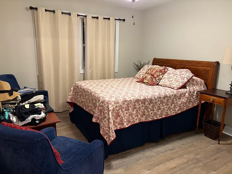 The third bedroom that has a view of the river, a private sink/dressing area and closet.