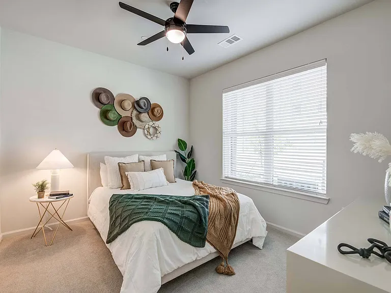 Relax in comfort as your bedroom comes complete with a stylish ceiling fan, standard in all bedrooms and living rooms, providing a cool and comfortable atmosphere throughout your home.