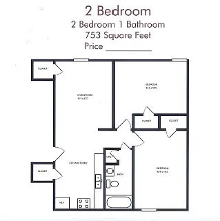Floor plan 2 Bedroom/1 Bathroom Flat