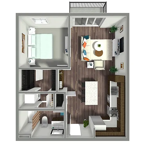 Floor plan Sepia- 716 SF