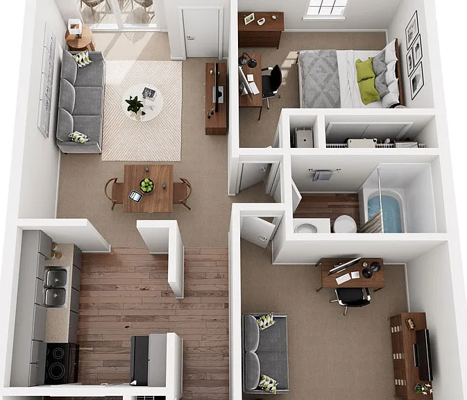 A4 Floor Plan | 1 Bedroom | University Hills | Toledo OH Student Apartments A4 Floor Plan | 1 Bedroom | University Hills | Toledo OH Student Apartments