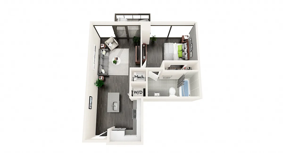 Floor plan AZB1 1 BEDROOM AND 1 BATH