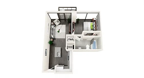 Floor plan AZB1 1 BEDROOM AND 1 BATH