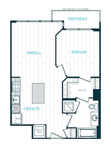 Floor plan 1 Bed/1 Bath sl-a06