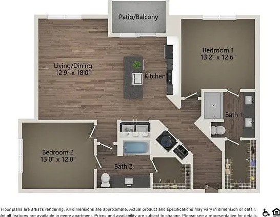 B2E | 2 bed 2 bath | 1236 sq ft B2E | 2 bed 2 bath | 1236 sq ft