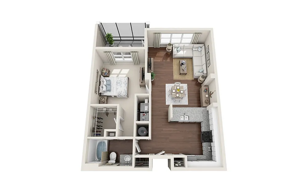 Floor plan A2 - The Santee - One Bedroom, One Bathroom
