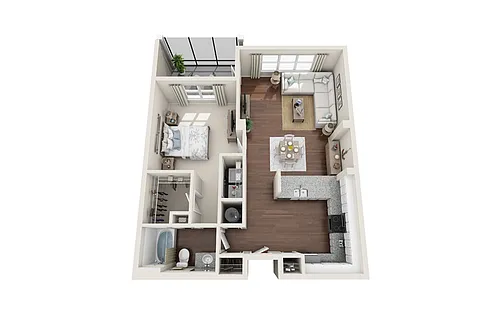 Floor plan A2 - The Santee - One Bedroom, One Bathroom