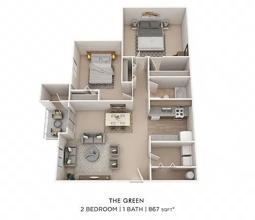 Floor plan Two Bedroom -867 sqft