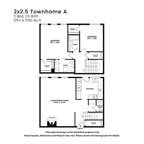 Floor plan 2x2.5 Townhome A