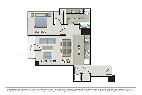 Floor plan One Bed One Bath B2