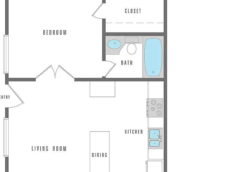 1 Bedroom, 1 Bathroom 418 SF 1 Bedroom, 1 Bathroom 418 SF