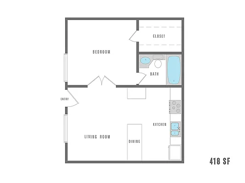 Floor plan 1 Bedroom 1 Bath