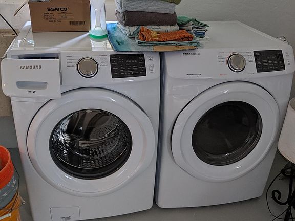 new samsung washer dryer in garage directly off Kitchen, new garage door opener WIFI capable