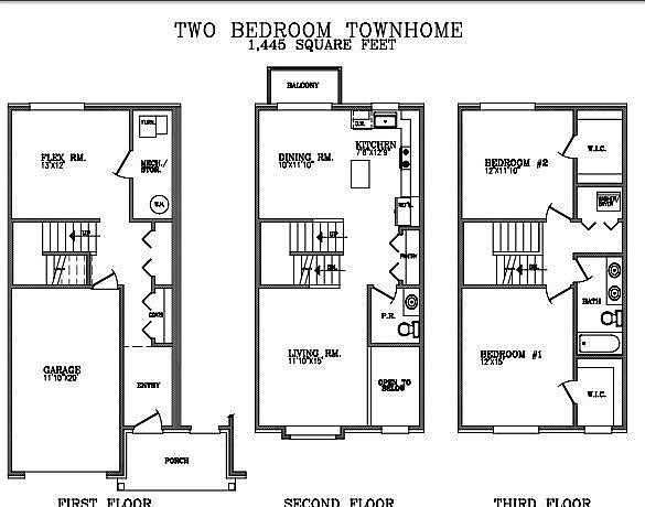 3 story townhome - Flex room can be used as office or bedroom.